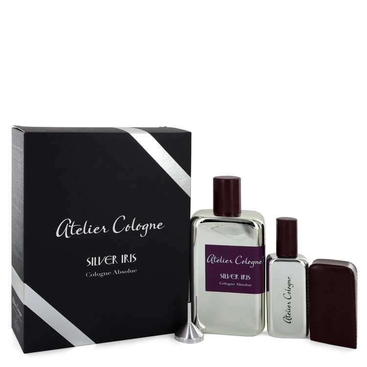 Silver Iris Cologne By Atelier Cologne Pure Perfume Spray with Free 1 oz Pure Perfume Refillable Spray in Leather Case For Men