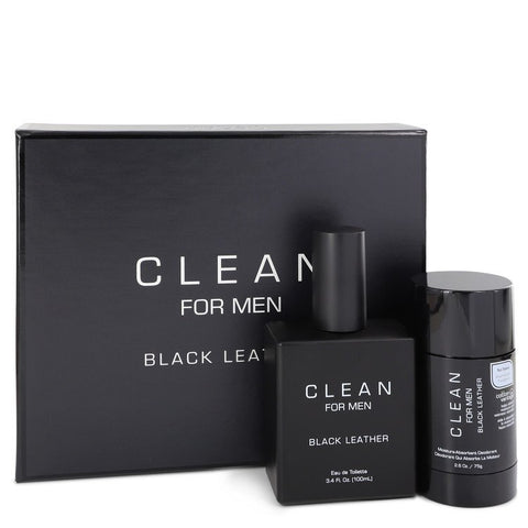 Clean Black Leather Cologne By Clean Gift Set For Men